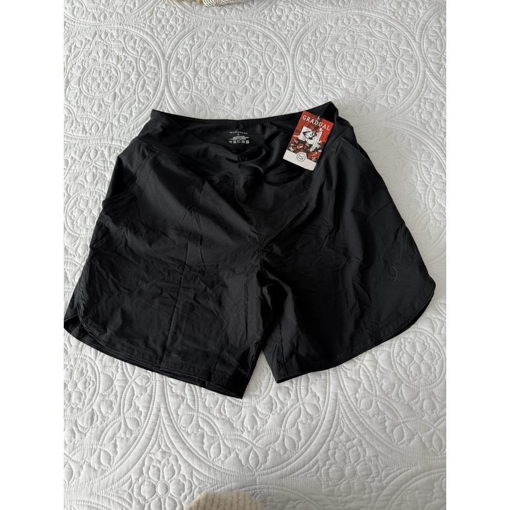 NWT Women's Gradual Black Athletic Shorts Polyester With‎ Pockets, Lined